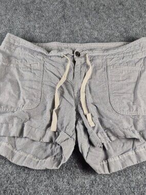 The North Face Shorts Womens Size 14 Stripes Linen/Cotton Gray Hiking Outdoor